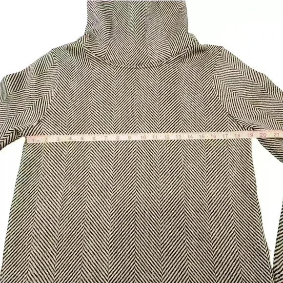 J Crew Funnelneck Black Herringbone Print Fleece Lined Comfy Pullover Sweater - Picture 9 of 14